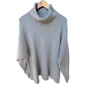 Free People Turtleneck Sweater Womens Small Gray Oversized Ribbed Knit Pullover